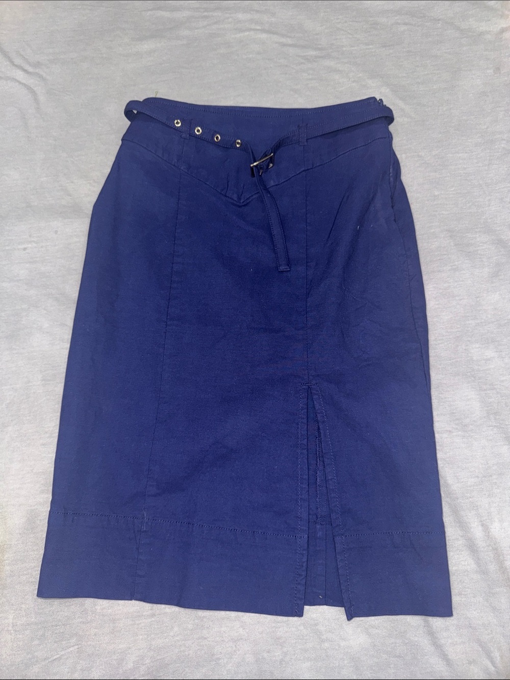 Anthropologie Navy Pencil Skirt with Lace-Up Waist